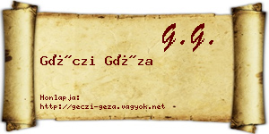Géczi Géza névjegykártya