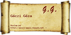 Géczi Géza névjegykártya